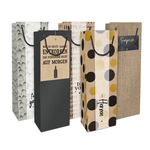 Flaschentragetasche Packpapier, 36 x 12 x 10 cm, sortiert  4014-24361/PBS