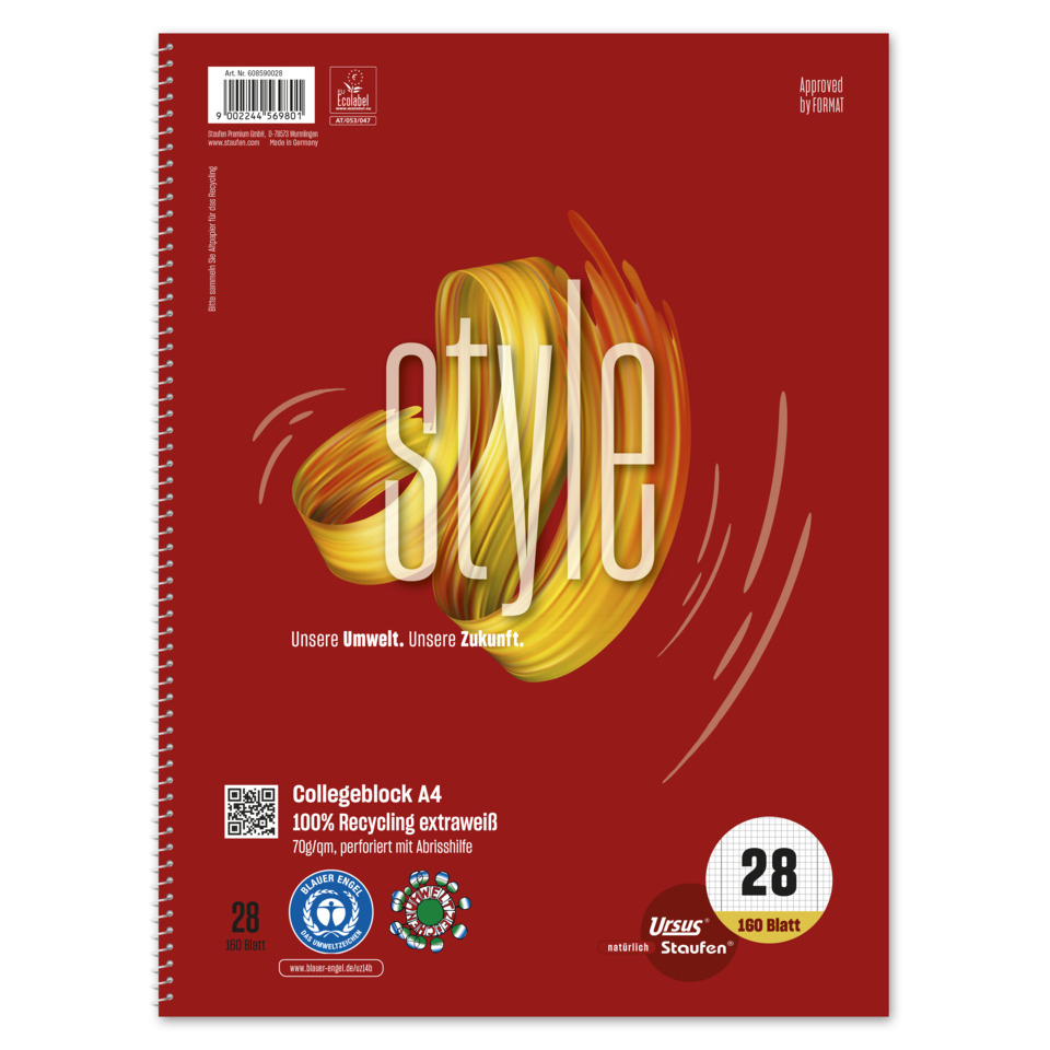 rot, Spirale, Schulheft, Punktlinien, A4-Block