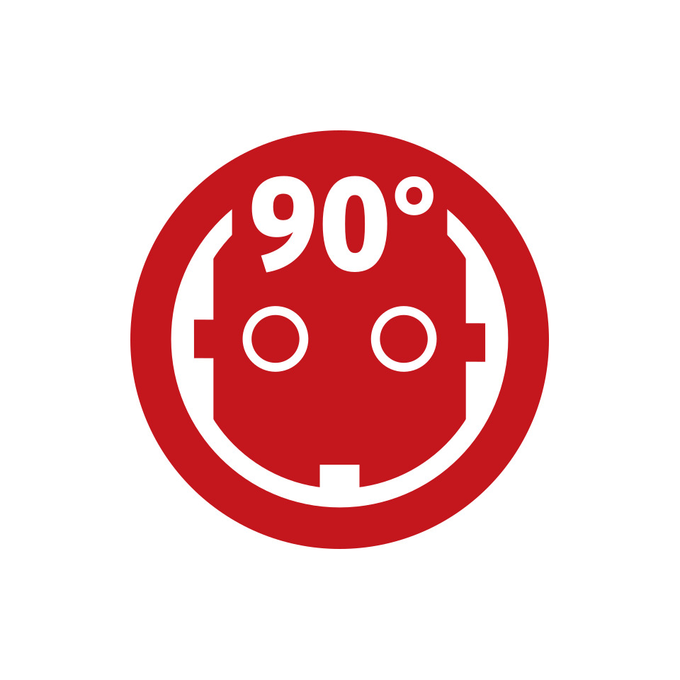 90°-Symbol, Rotes Schild, rundes Zeichen, Winkelmarkierung, 90 Grad Hinweis