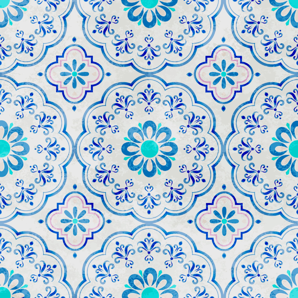 Fliesenmuster, Fliese, Blau, Weiß, Türkis