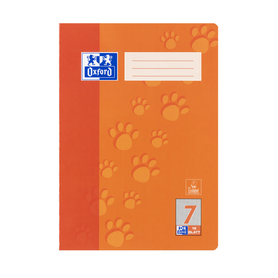 Notebook, Orange cover, Pfotenabdruck Muster, Oxford, Notizblock, Linierte Etikettfläche