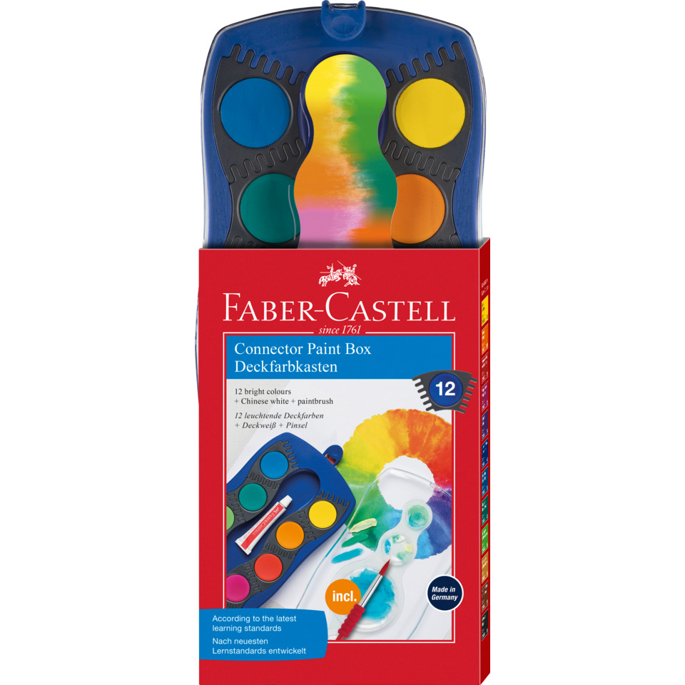 Aquarellfarben, Deckfarben-Set, Farbpalette, Pinsel, 12 Farben