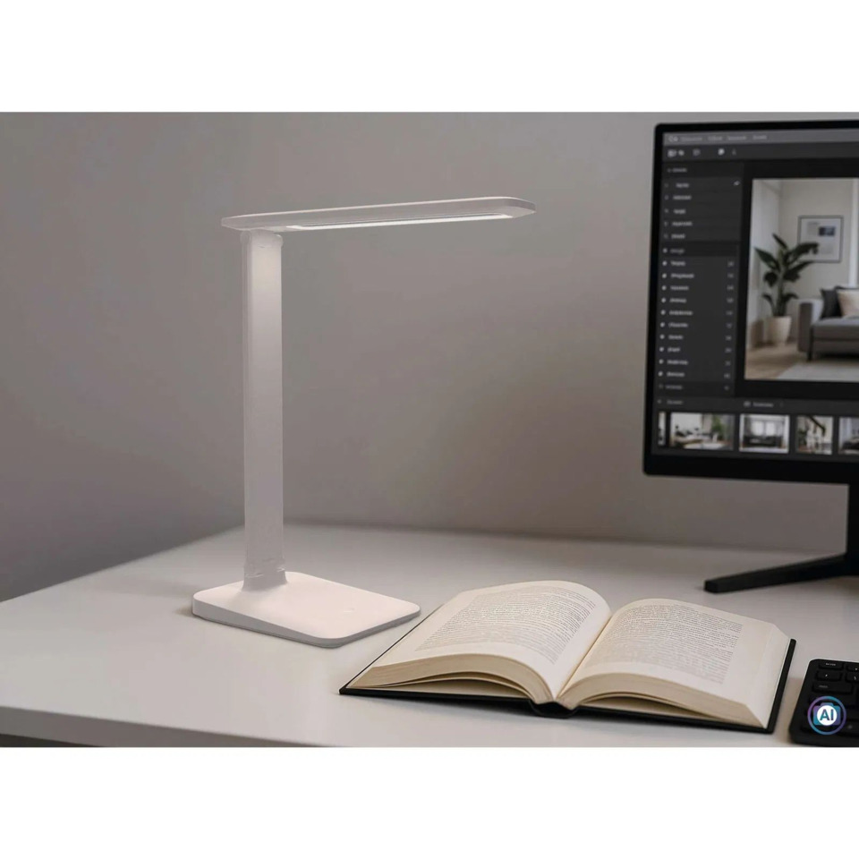 Tischlampe, LED-Lampe, Schreibtischlampe, weiße Lampe, Buchleseort