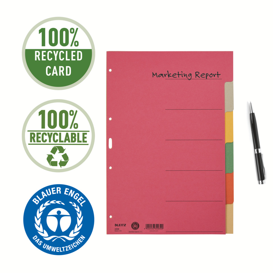 notebook, geteilt, rosa deckel, bunte trennblätter, stift enthalten