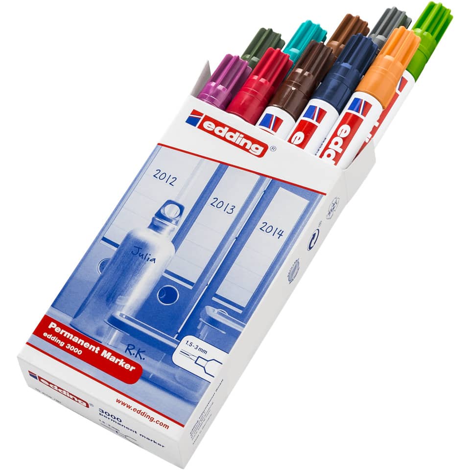 Marker-Set, Permanentmarker, Whiteboardmarker, Buntstifte, Edding 3000