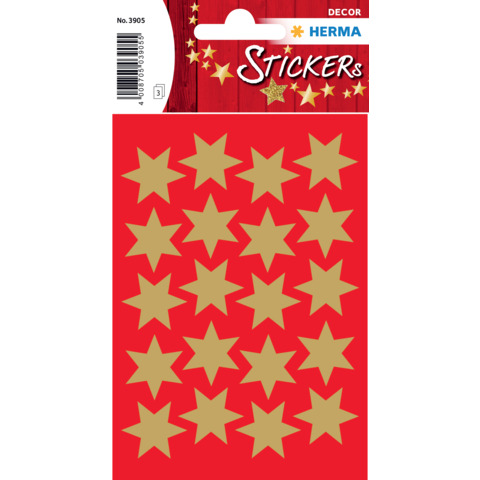 Sticker Sterne 6-zackig, gold Ø 21 mm, 60 Stück HERMA 3905