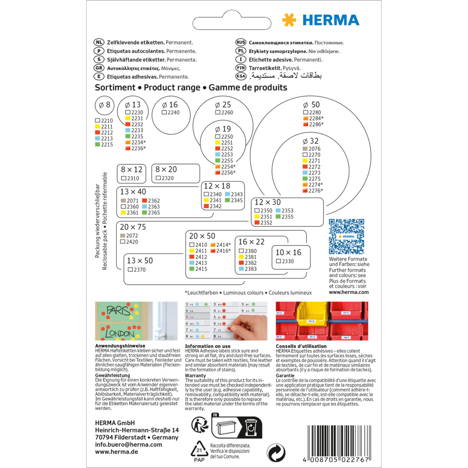 etiketten, herma, packungs etiketten, selbstklebend, etiketten lagerung