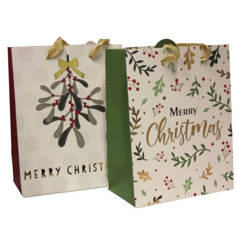 Weihnachts-Geschenktragetasche Zweige, 23x18x10cm, sortiert  51452