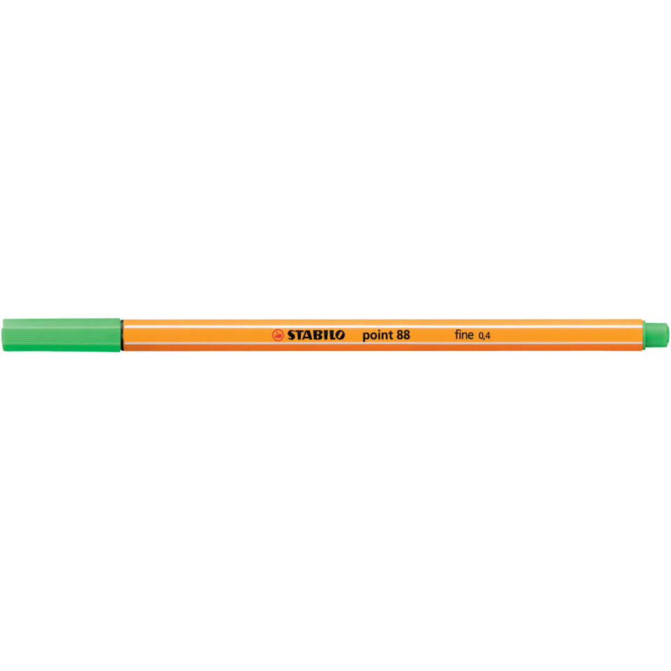 Marker, Orange, Grüner Deckel, Feiner Punkt, Stabilo point 88