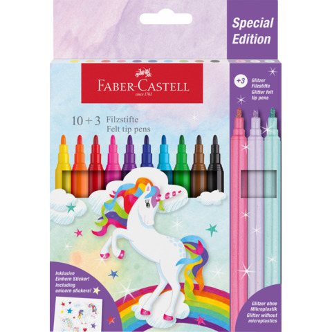 Faserschreiberetui Einhorn, 10+3 Stück, sortiert FABER CASTELL 554213