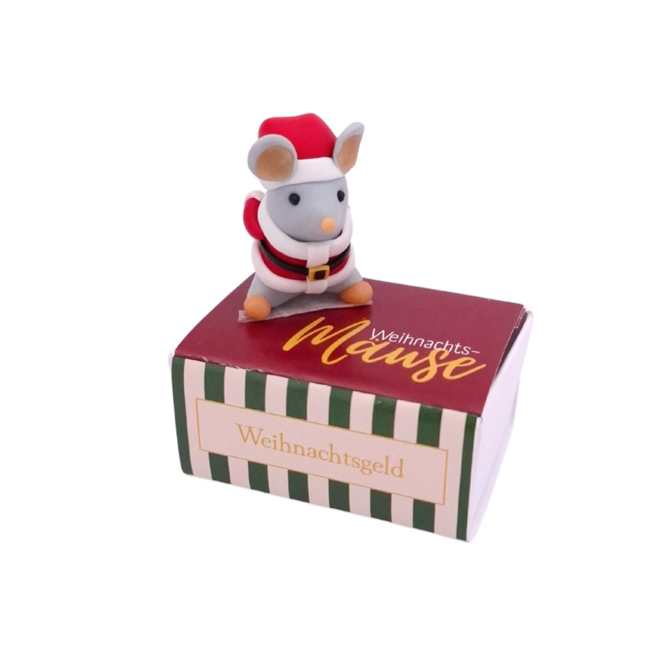 Schneemäuschen, Weihnachtsfigur, Mäusefigur, Rot-Weiß, Geschenkbox