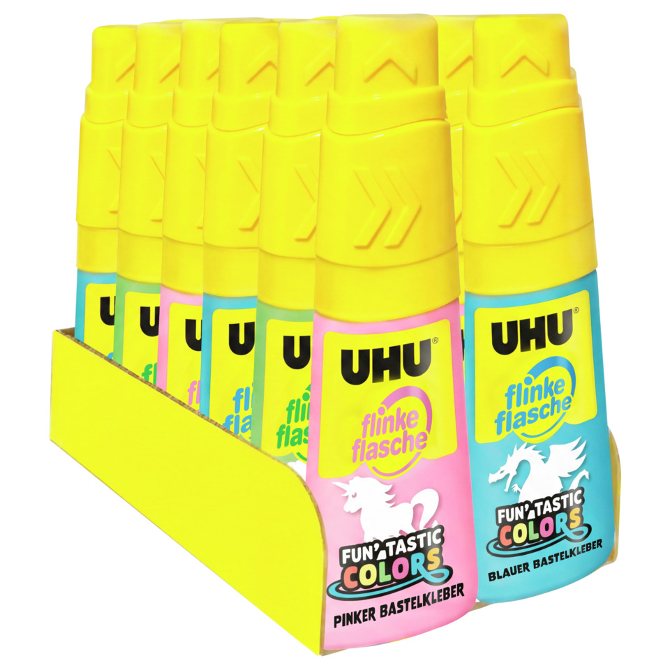 Klebestift, Fläschchen, UHU, Farbe, Klebung