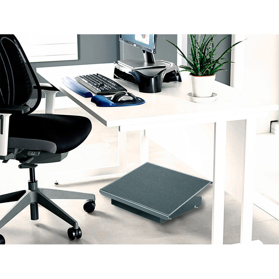 Schreibtisch, Büro, Stuhl, Fußstütze, Schiebetischplatte
