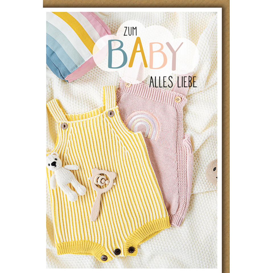 Strampler, Wollstrick, Gestreift, Beige, Babygeschenk