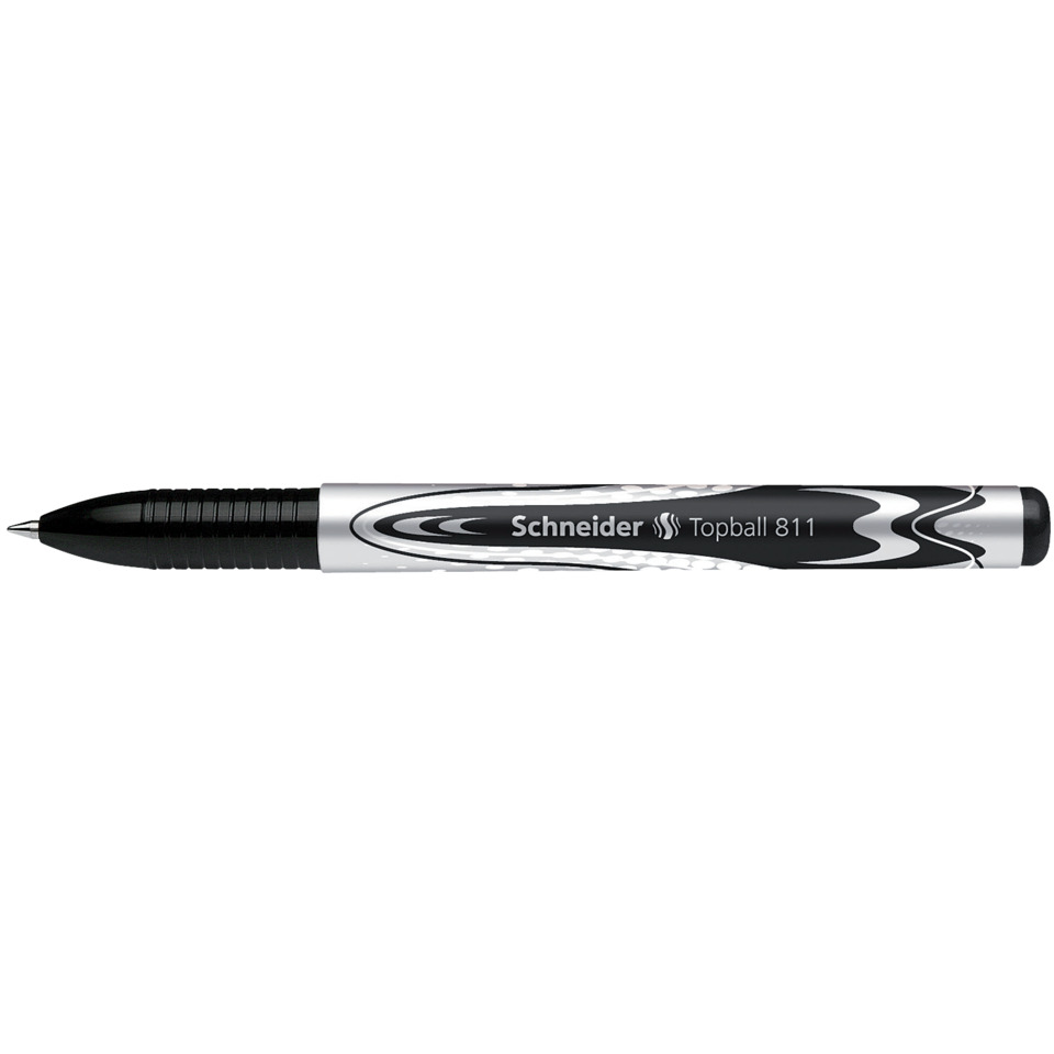 Ballpoint, Kugelschreiber, Nachfüllbar, Schwarz-Silber, Schneider Topball 811