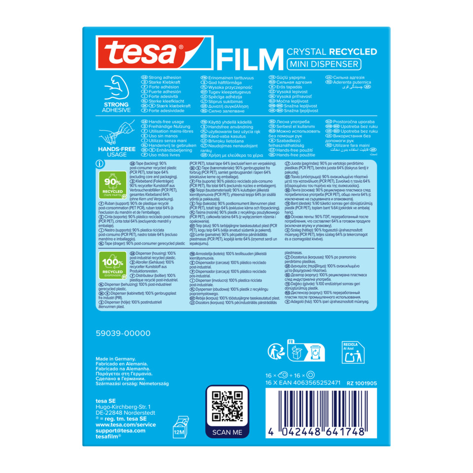 Film, Mini-Dispenser, Recycelt, Kristall, Kunststoff