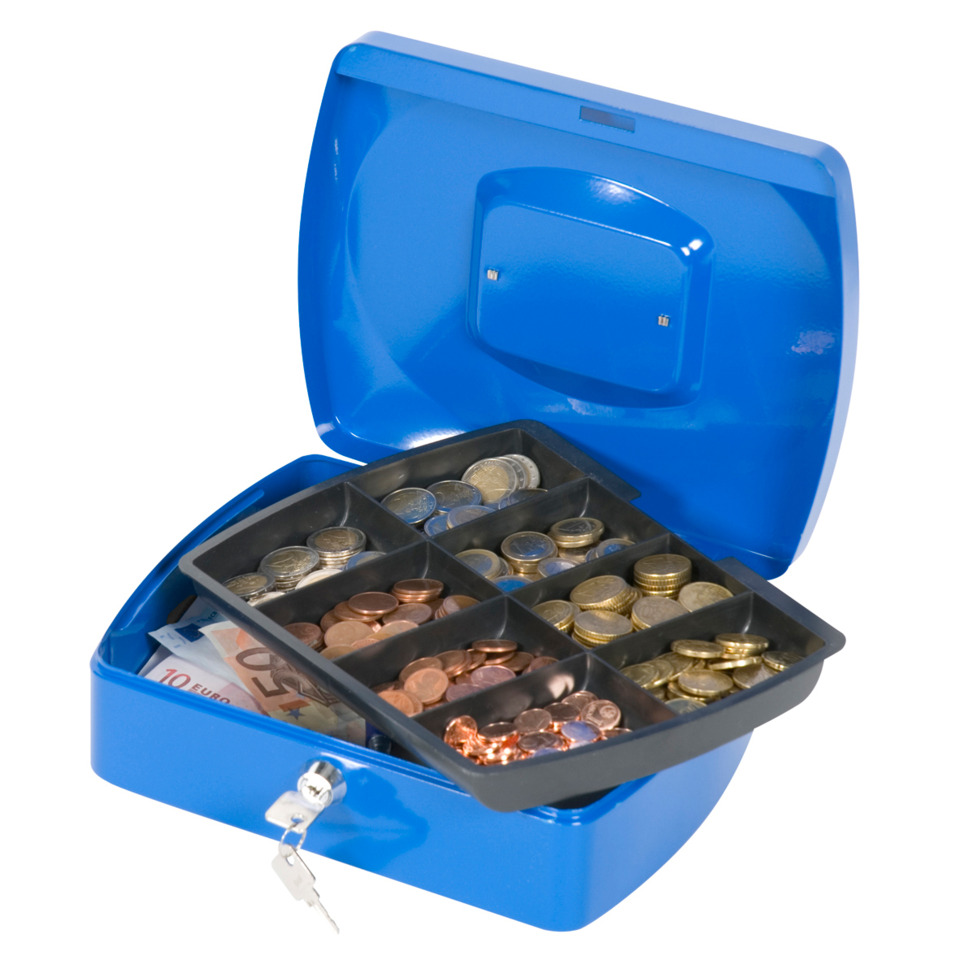 blauer sparschwein, geldkassette, münzfach, sparbox, kasse