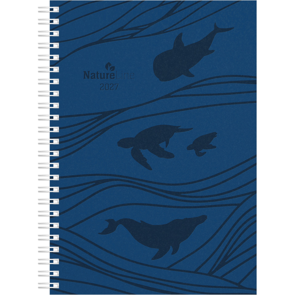 Notizbuch, Spirale, Muster, Meeresmotiv, Blau