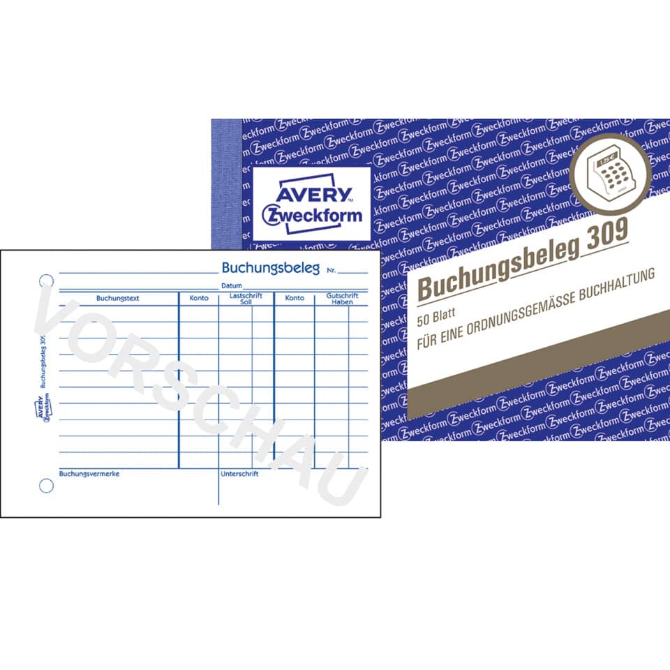 Buchungsbeleg, Buchungsformular, Papierblatt, Kassenformular, Drucksatz