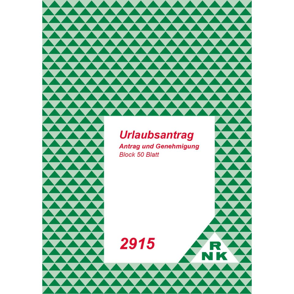 Urlaubsantrag, Formular, Dokument, Block 50 Blatt, R N K