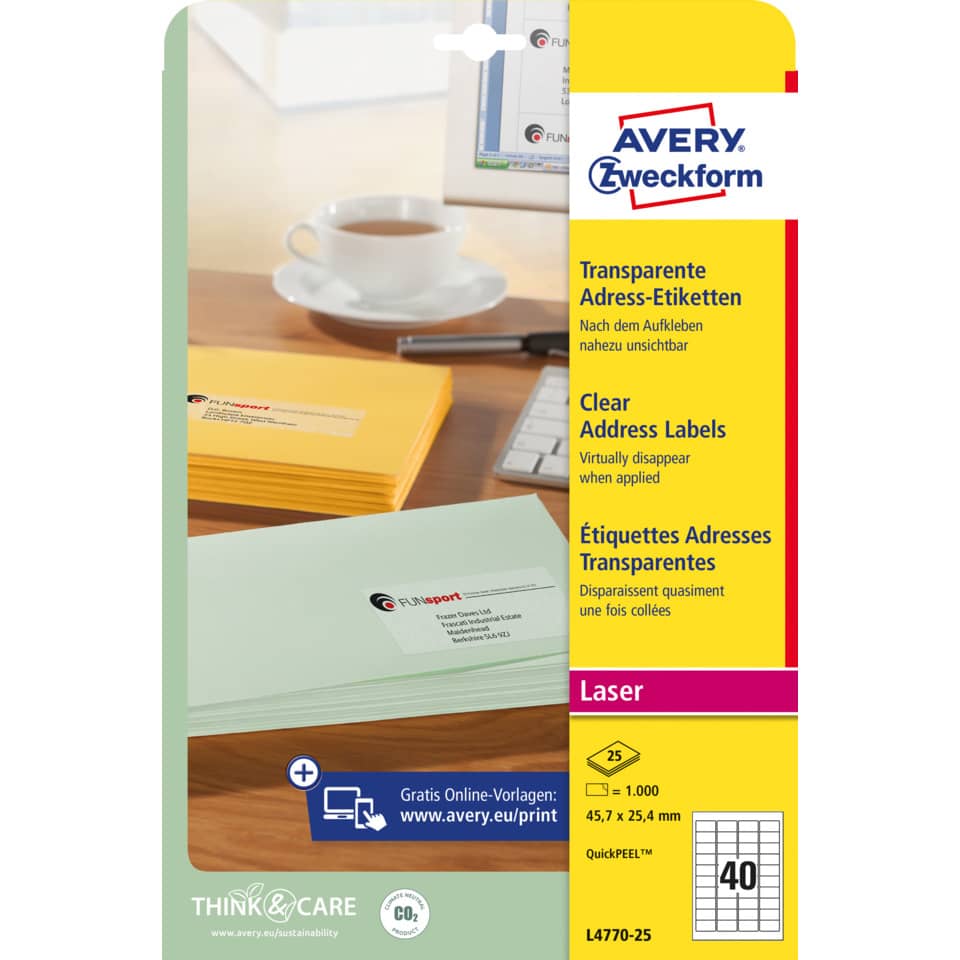 Flexible cards, Adressetiketten, Laseretiketten, Avery, Bürobedarf