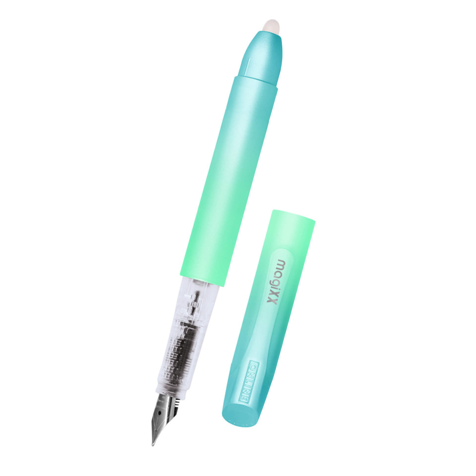 Fountain Pen, Türkis, Transparenter Griff, Feder, Kappe