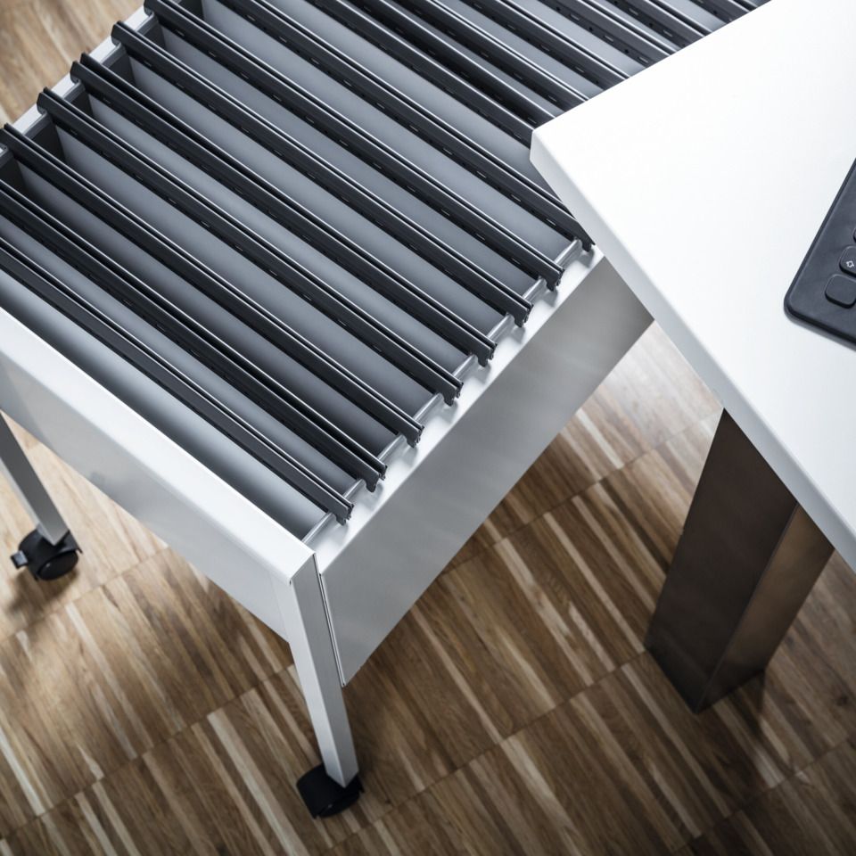 Schubladenrack, Rollschublade, Metall, Grau, Stuhlrollen