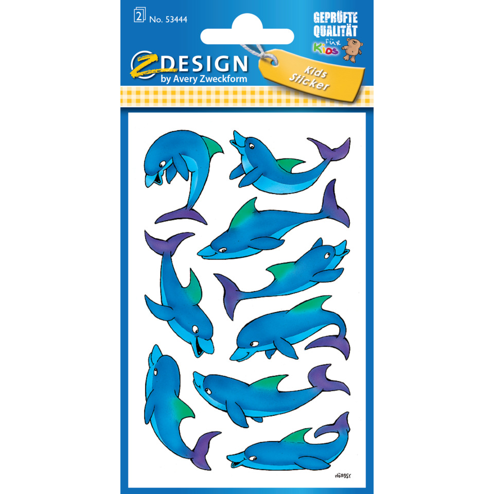 Delphin Aufkleber, Kinderaufkleber, Blauer Delfin, Delphin-Gruppe, Wasser Tier