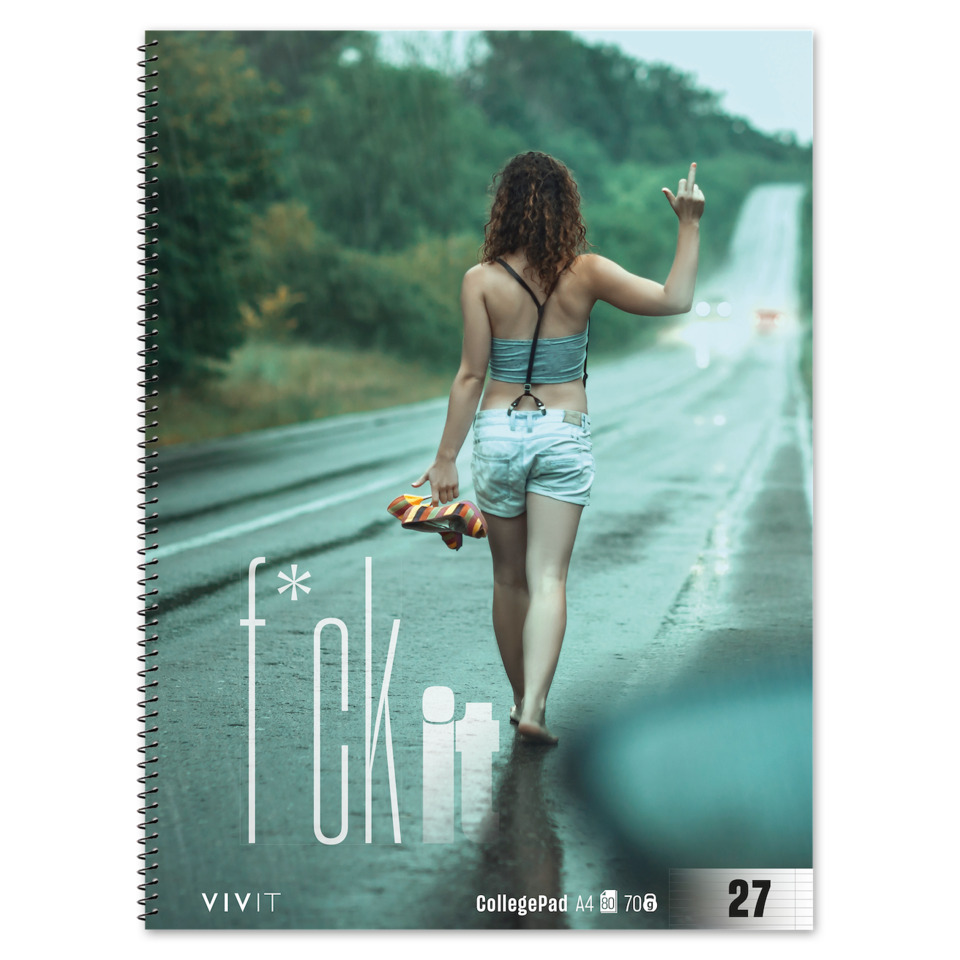 notebook, college pad, a4, spiral bound, girl on road