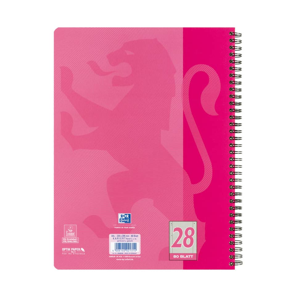 Spiralblock, Notizblock, Ringbuch, A4, Pink