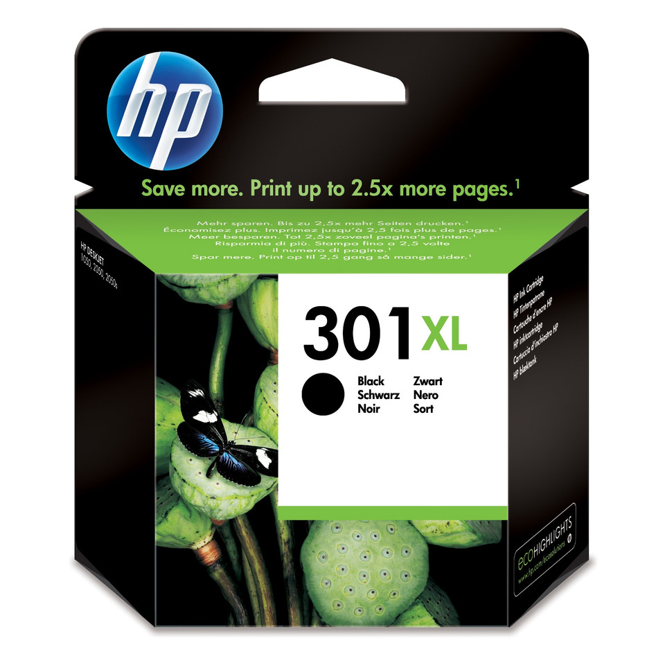 HP cartridge, Tintenpatrone, Schwarz, 301XL, Kassettelabel