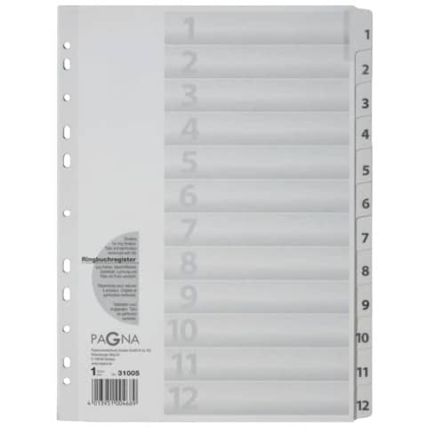 Ordnerregister 1-12, weiß PAGNA 31005-08