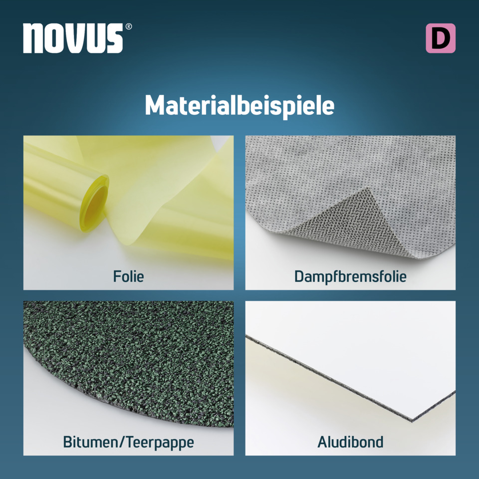 Folie, Dampfbremsfolie, Bitumen/Teerpappe, Alubond, Materialbeispiele