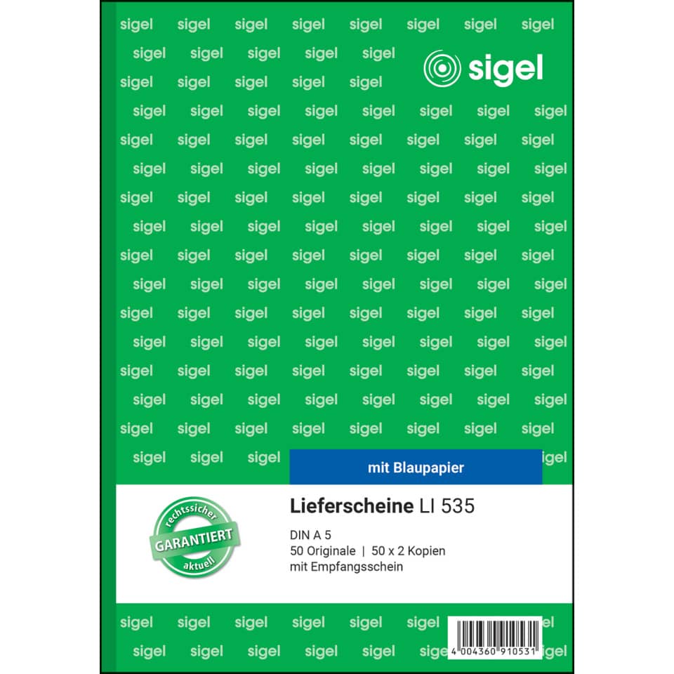 Lieferschein, LI 535, 50 Originale, 50 x Kopien, Empfangsschein