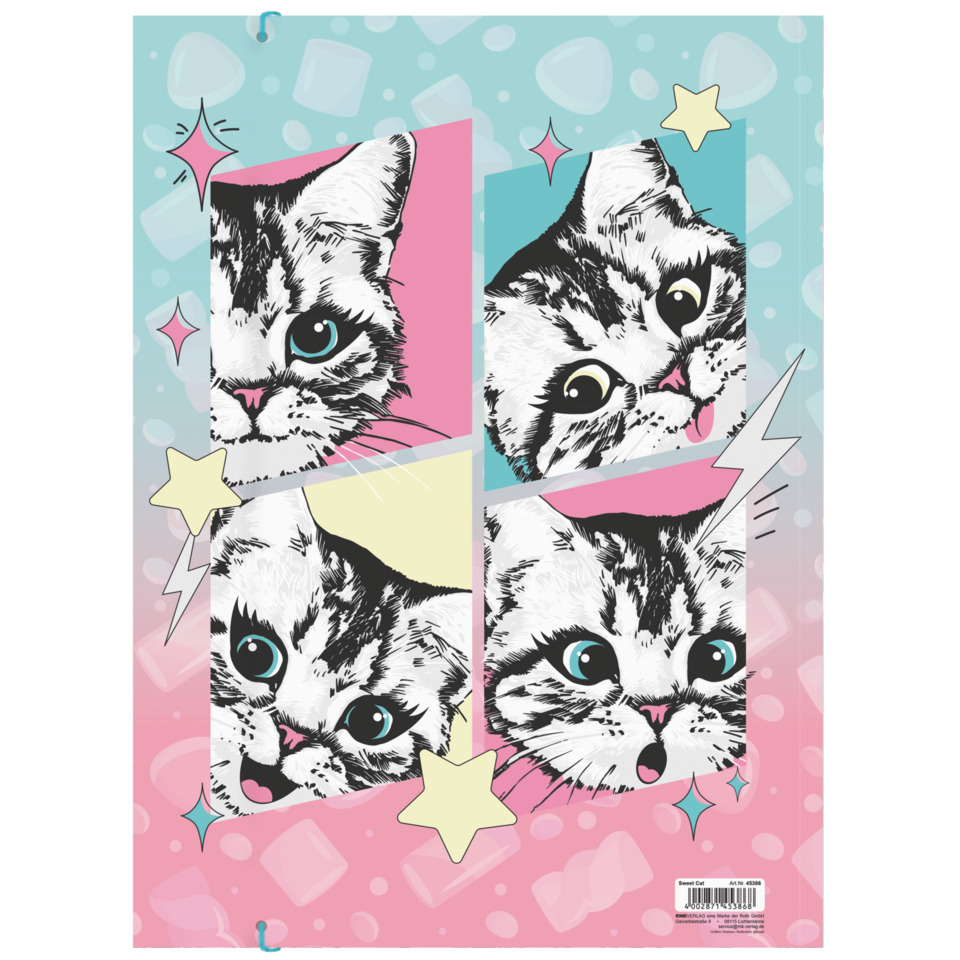 katze, cartoon, collage, pink, blau