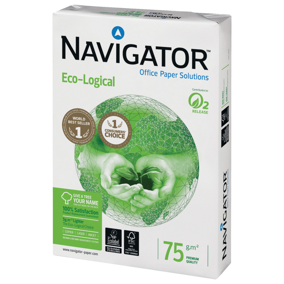 Office-Papier, Eco-Logical, Weißer Karton, 75 g/m², Navigator