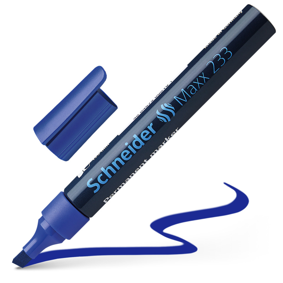 Marker, Permanent marker, Blauer Tintenstift, Spitzenspitzer?, Schneider Maxx 233, Marker, Blau, Feinzellstift, Permanentmarker, Schneider Maxx 233
