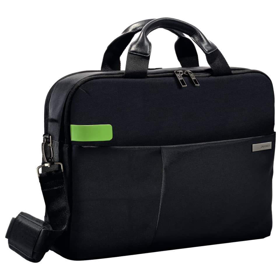 Kuriertasche, Dokumententasche, Laptop-Tasche, Schwarz, Tragegurt