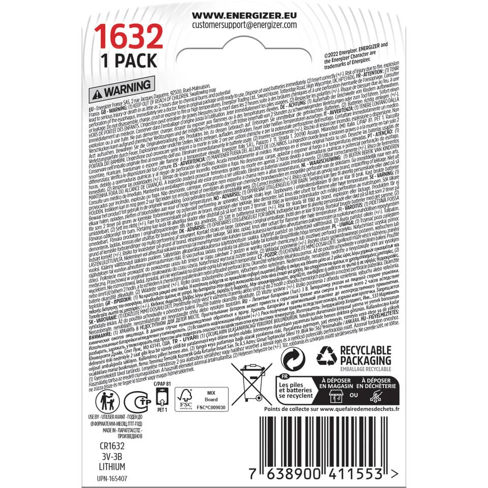 1 Pack, CR1632, Lithium, Batterie, Knopfzelle