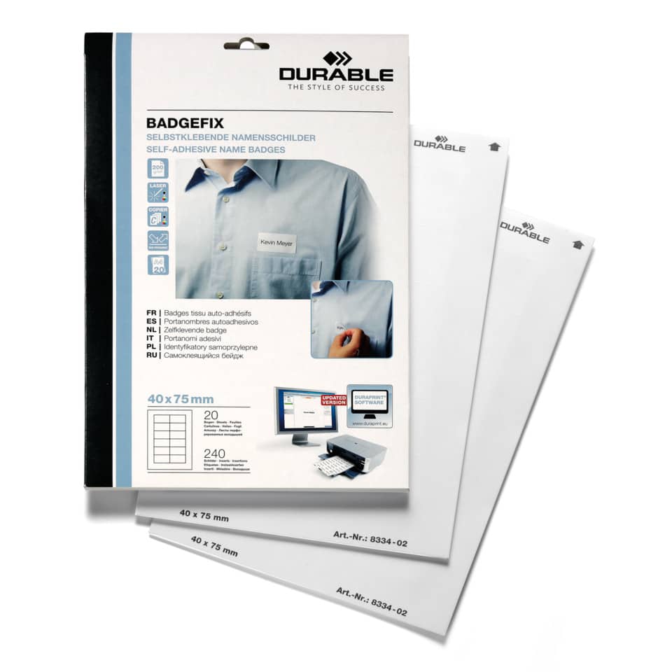 Selbstklebende Namensschilder, Namensetiketten, Namensschild, Badge-Set, A4-Blatt