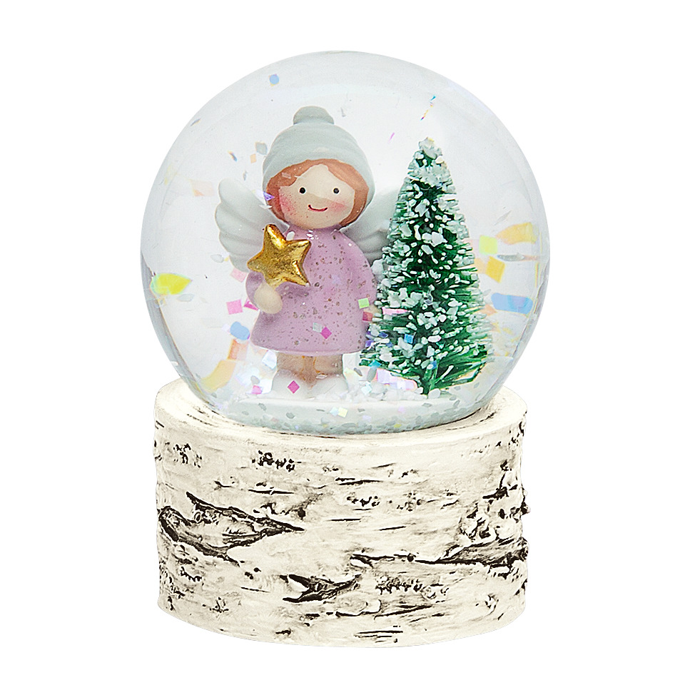Schneekugel, Engel, Miniaturwald, Kunststoffkugel, Weihnachtsdekoration