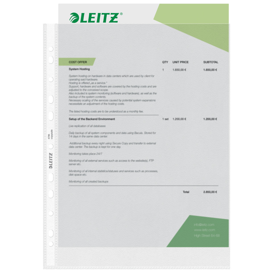 Aktenmappe, Dokumentenmappe, Spiralbindung, Transparente Tasche, Leitz-Logo