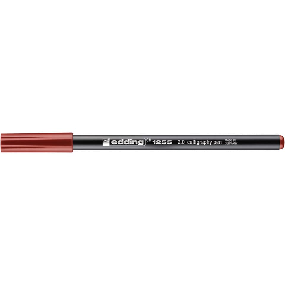 Kalligaphie-Stift, Marker-Stift, Schwarzer Korpus, Rote Kappe, 2,0 mm Spitze