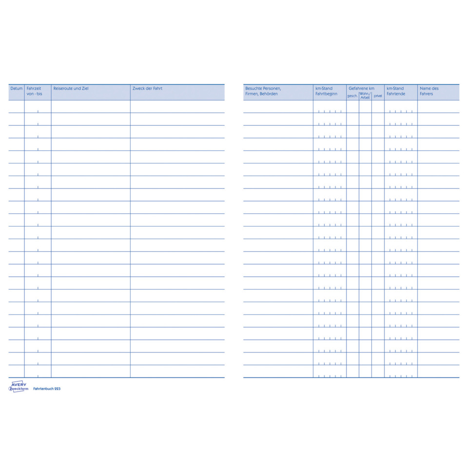 blankes Formularblatt,  Tabellenraster, blaue Linien, Dokumentenvorlage, Avery