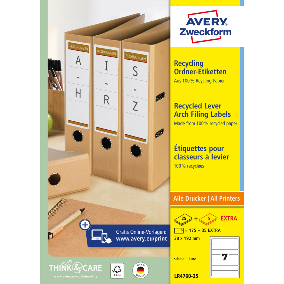 Ordner, Büro-Ordner, Recycling-Papier, Etiketten, Bürobedarf