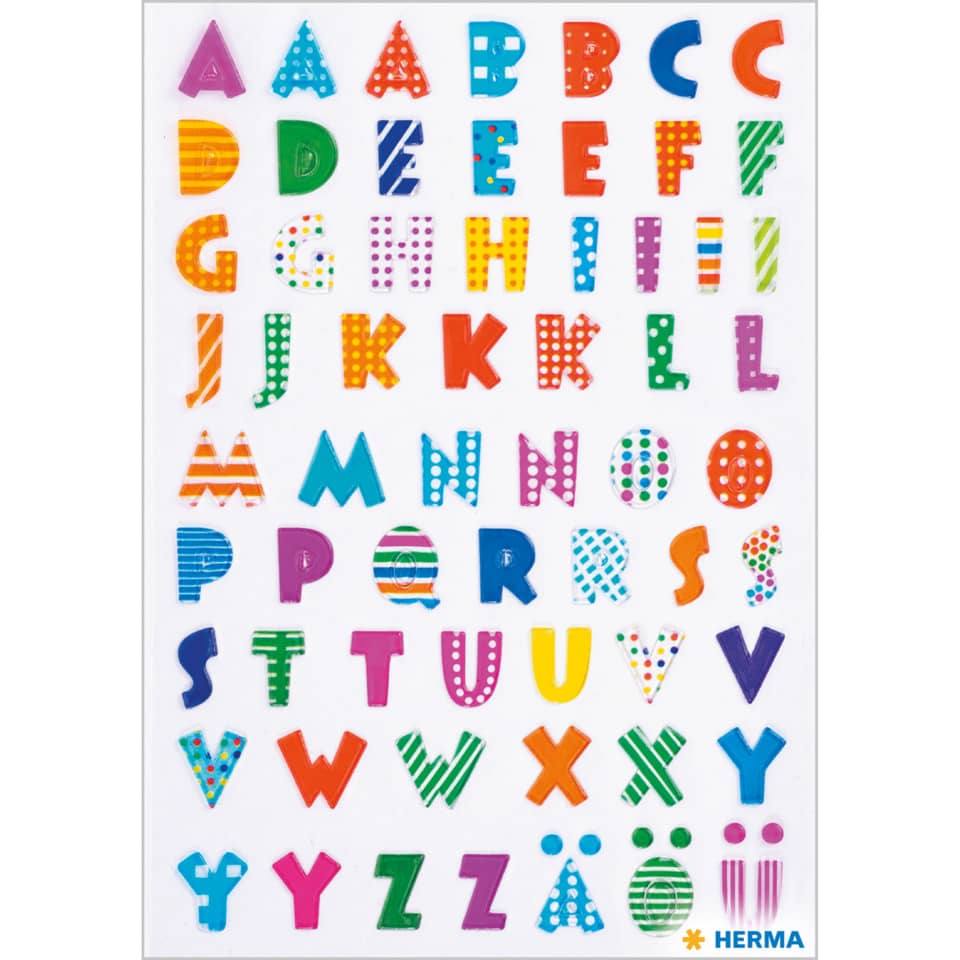 alphabet, stickers, colored letters, patterned, kids decor