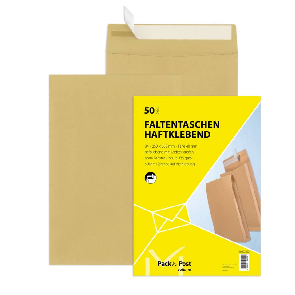 Faltentaschen, Haftkleben, Umschlagtaschen, Braun, Paketumschläge