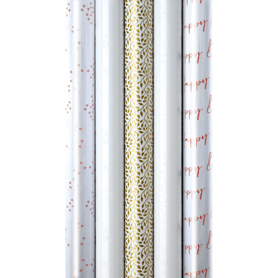  Geschenkpapier,  bedrucktes Papier,  Geschenkverpackung,  metallic gold Muster,  weißer Hintergrund