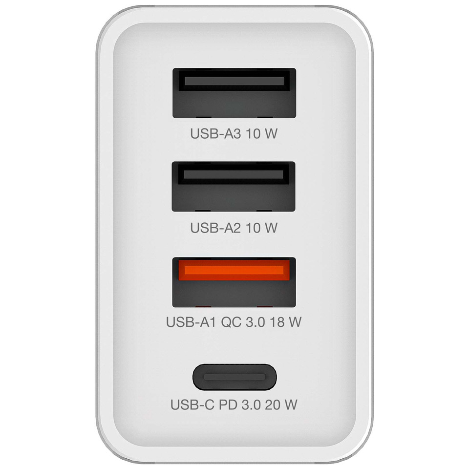USB-A Port, USB-C Port, 3-Port Charger, QC Fast Charge, Power Adapter