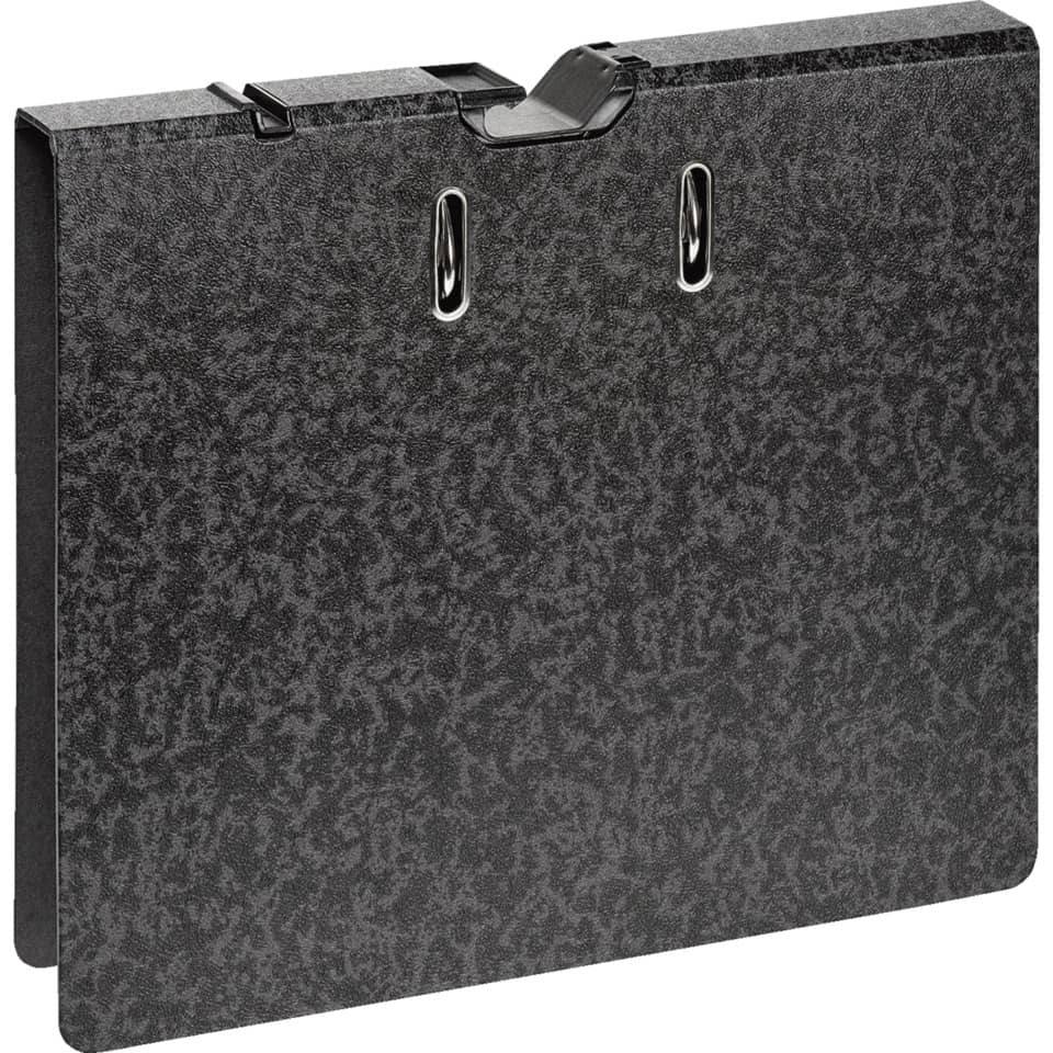 Aktenordner, Ordner, Kunstleder, Schwarz, Binderclips